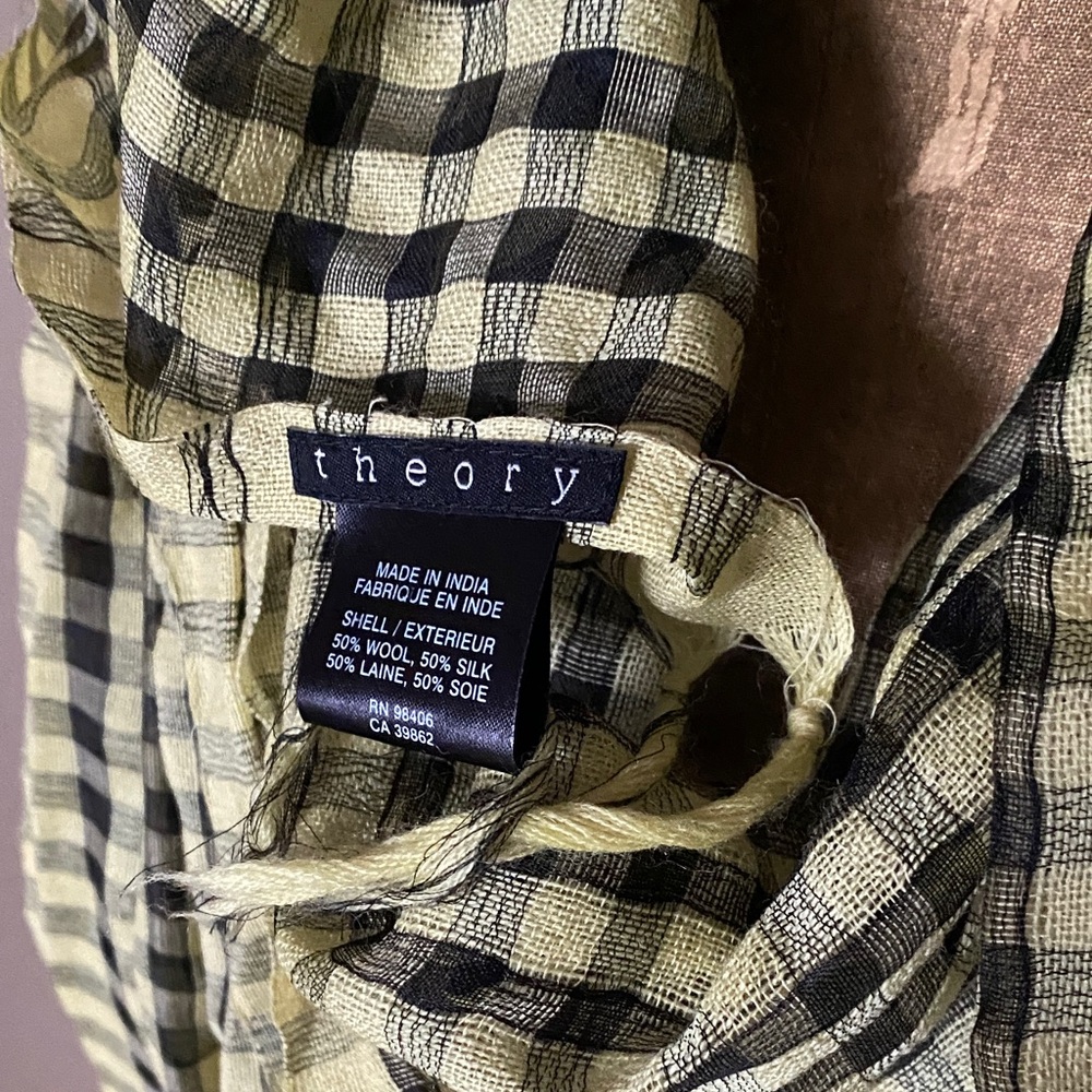 Theory Black and Cream Checkered Scarf - Picture 3 of 4